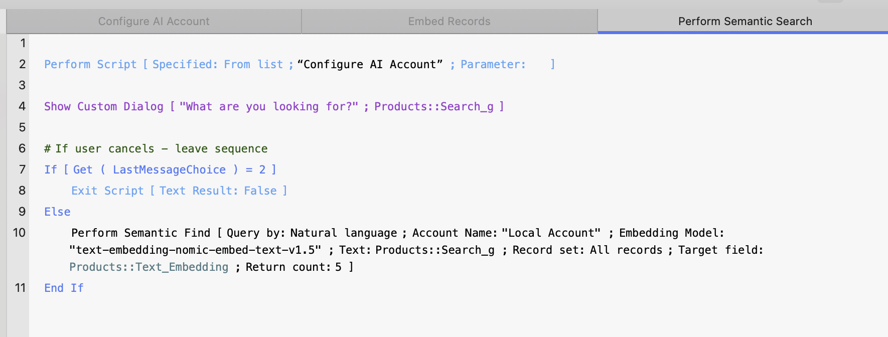 Perform Semantic Search script