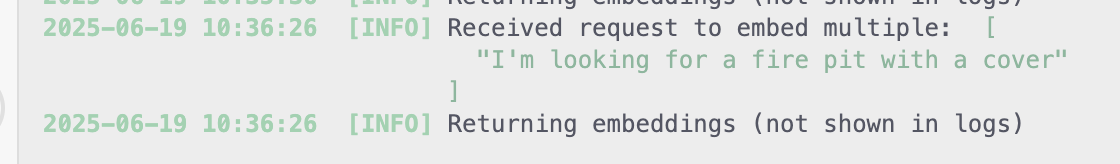LM Studio Developer Logs – Here, we can see the embedding request being sent and the server responding successfully.
