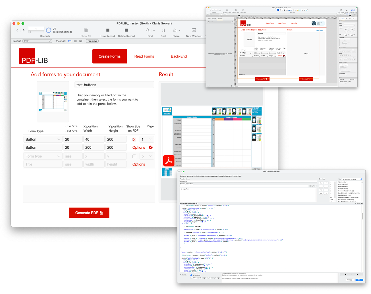 Capture d’écran d’un module personnalisé Claris FileMaker