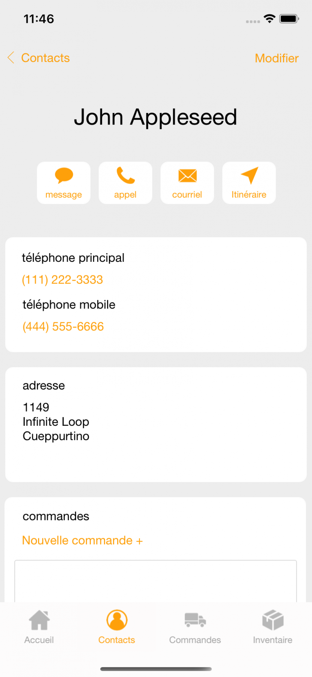 Capture d’écran de LP - app iOS Swift pour inventaire et commandes simples