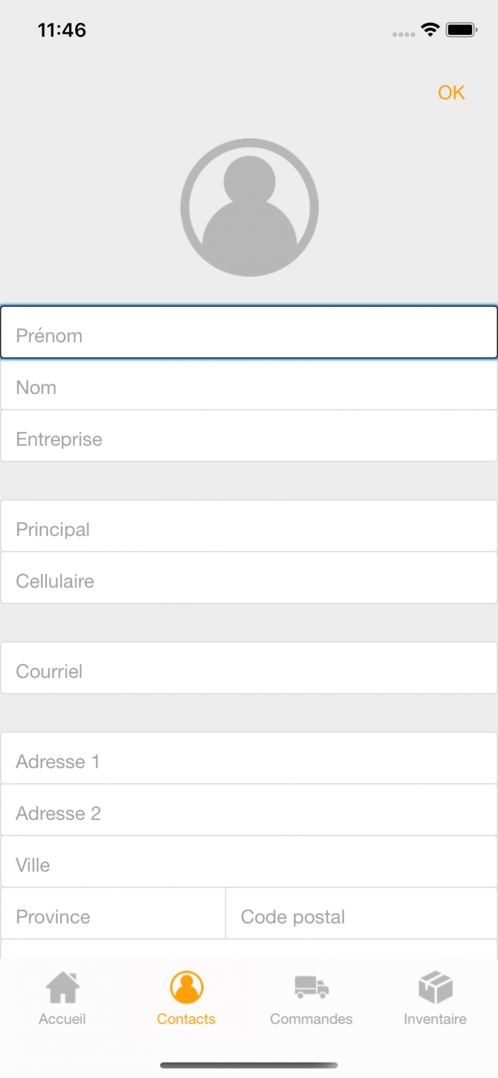 Capture d’écran de LP - app iOS Swift pour inventaire et commandes simples