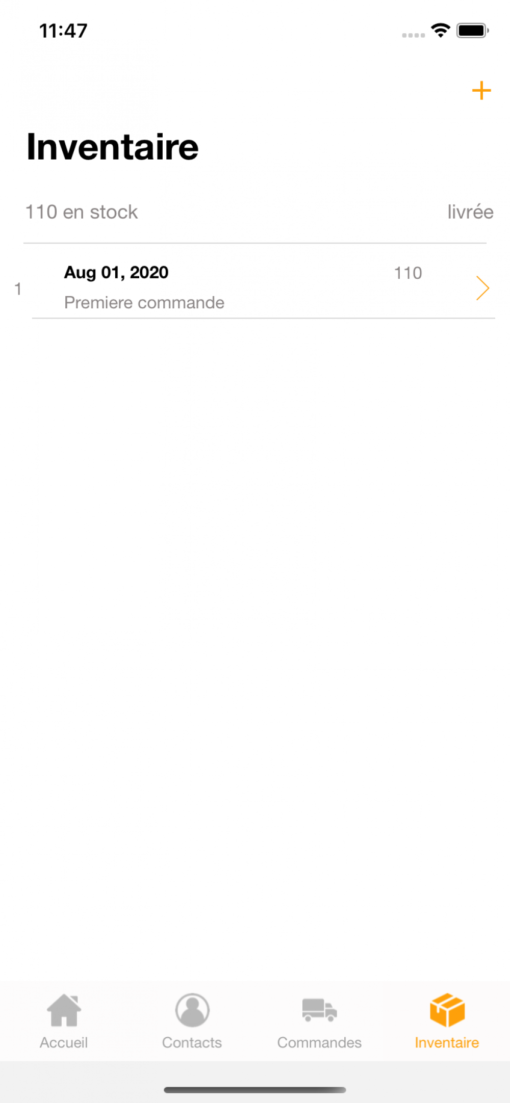 Capture d’écran de LP - app iOS Swift pour inventaire et commandes simples